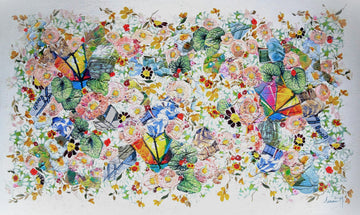 Manuela Moldovan Oeuvre original - Techniques mixtes 36x60 Walking in the Urban Garden 3