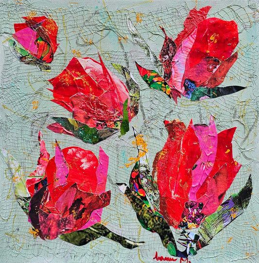 Manuela Oeuvre original - Techniques mixtes 12x12 Tulip 8