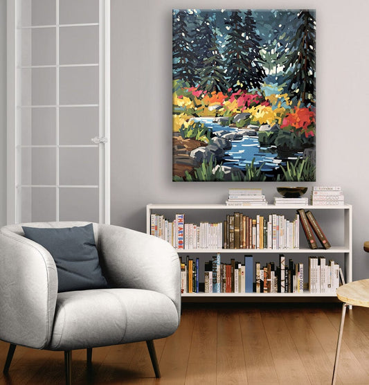 Martine Chassé Oeuvre original - Peinture 48x40 À la source de jours heureux