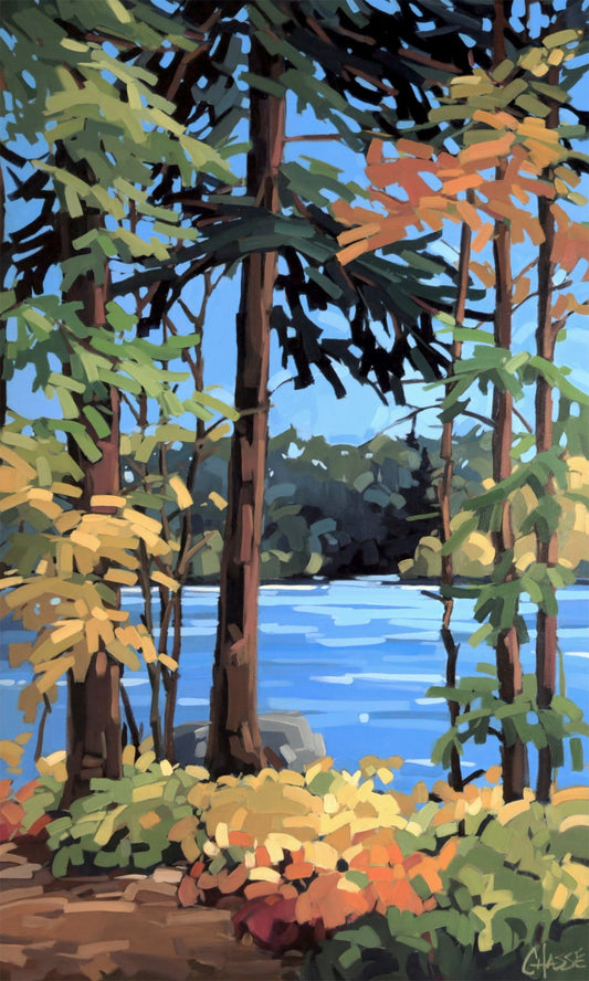 Martine Chassé Oeuvre original - Peinture 60x36 Après-midi au Lac Caribou