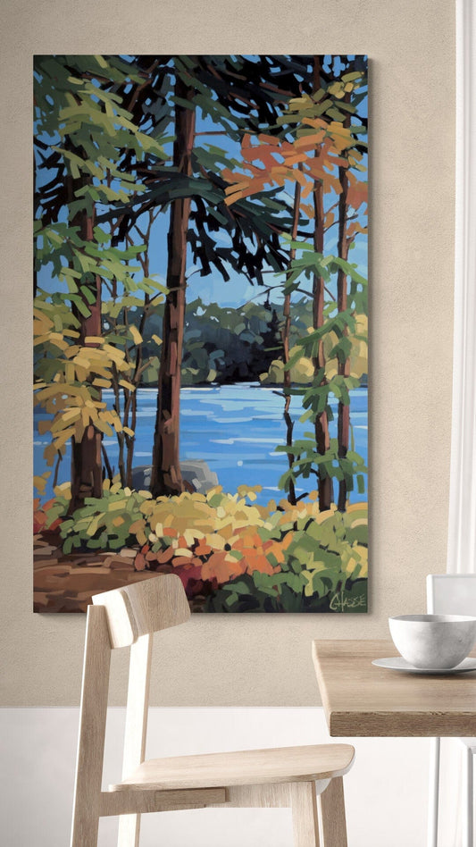 Martine Chassé Oeuvre original - Peinture 60x36 Après-midi au Lac Caribou