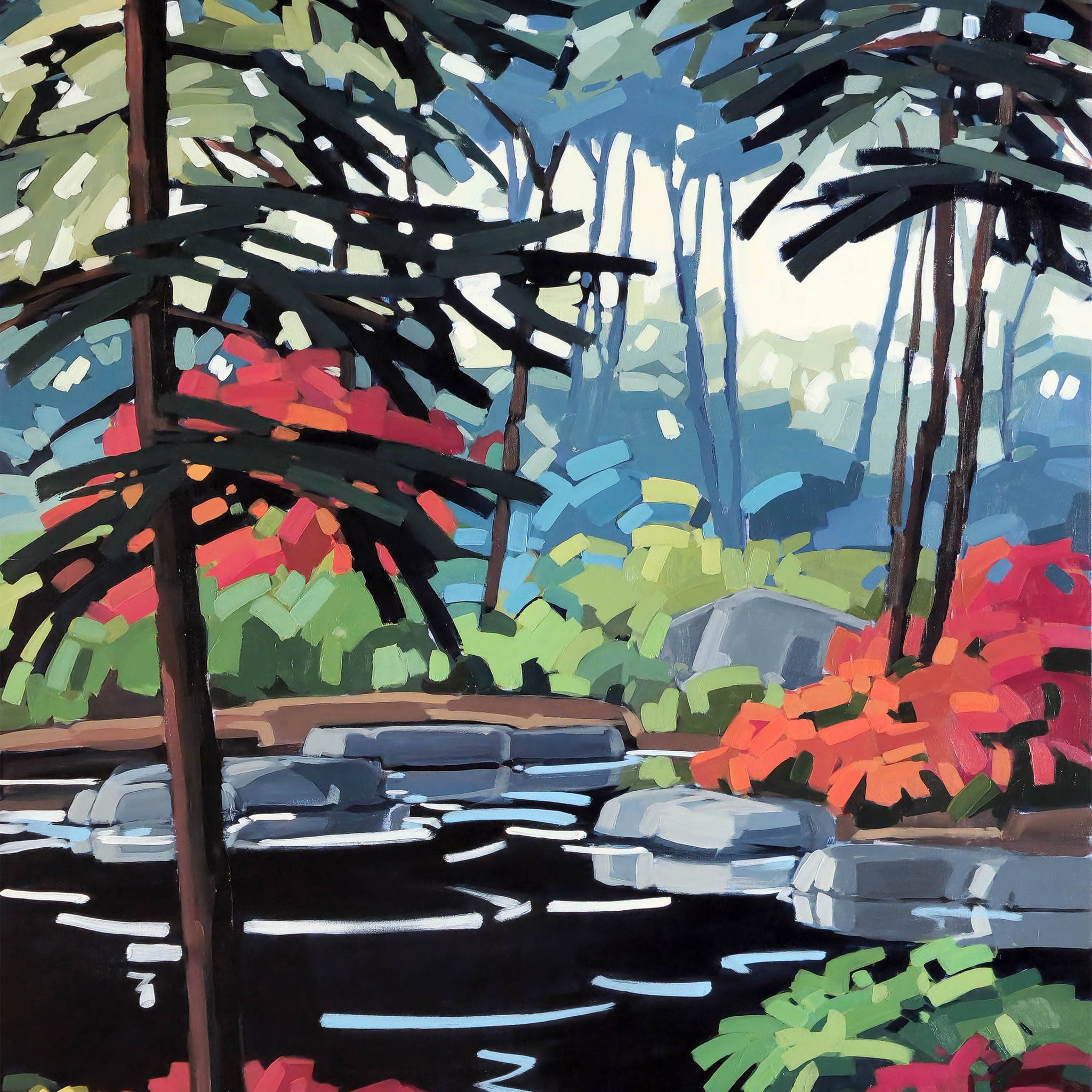 Martine Chassé Oeuvre original - Peinture 60x36 Ce que la forêt murmure en moi