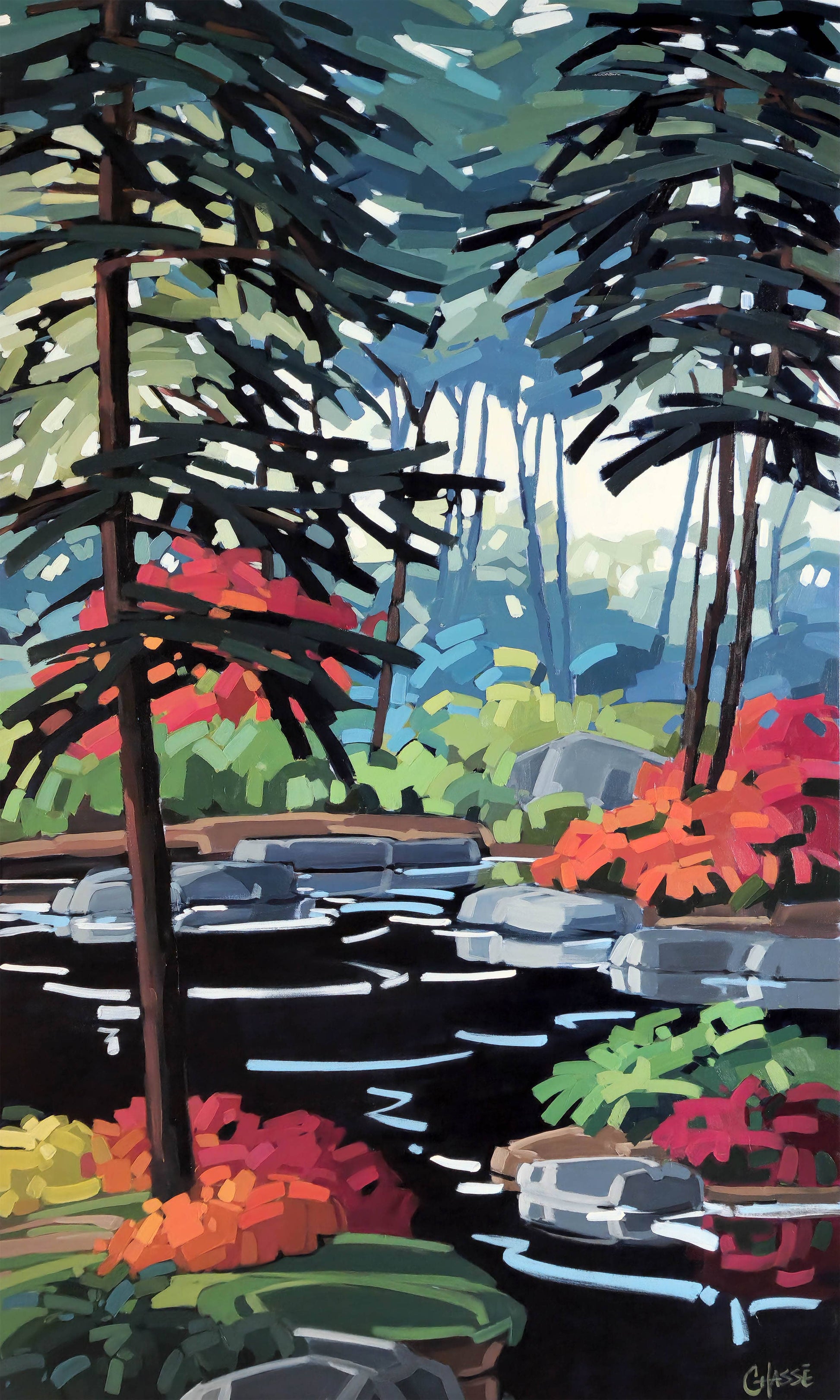 Martine Chassé Oeuvre original - Peinture 60x36 Ce que la forêt murmure en moi