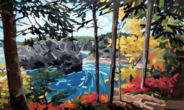 Martine Chassé Oeuvre original - Peinture 36x60 Chance Cove Coastal Trail, Terre-Neuve