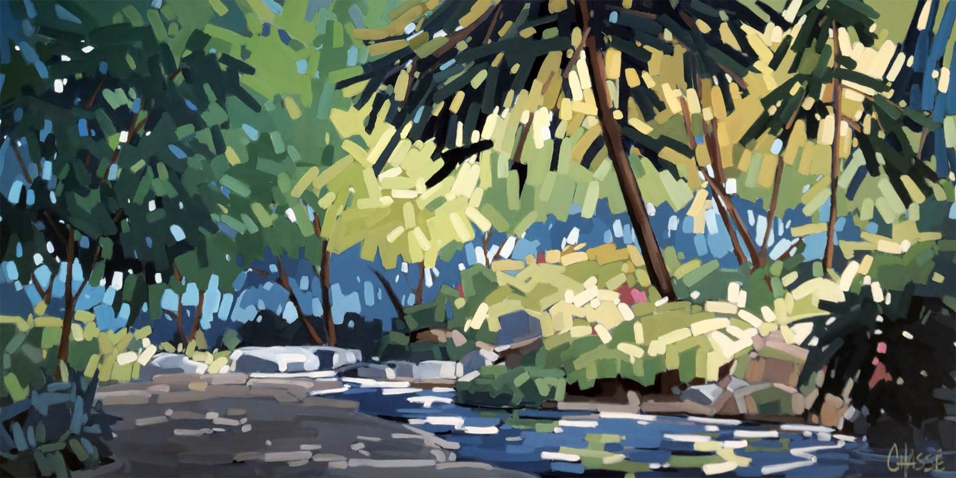 Martine Chassé Oeuvre original - Peinture 30x60 Coulée douce