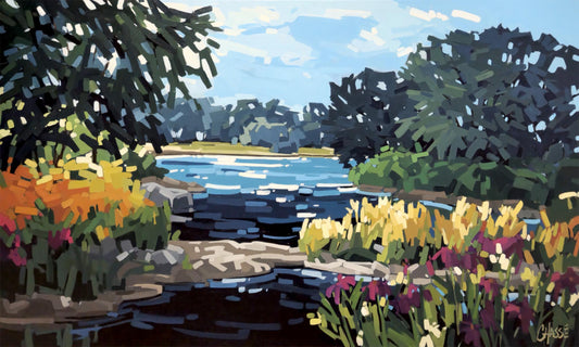 Martine Chassé Oeuvre original - Peinture 36x60 Cueillir le matin