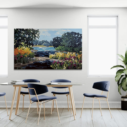 Martine Chassé Oeuvre original - Peinture 36x60 Cueillir le matin