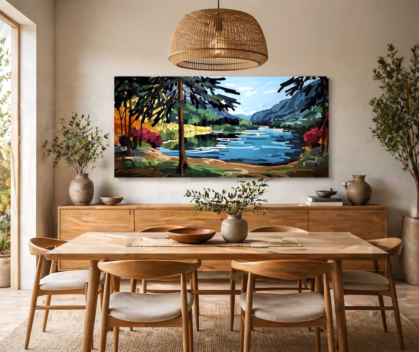 Martine Chassé Oeuvre original - Peinture 30x60 Dans l'écho des calmes reflets