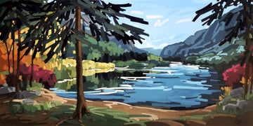 Martine Chassé Oeuvre original - Peinture 30x60 Dans l'écho des calmes reflets