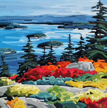 Martine Chassé Oeuvre original - Peinture 40x40 Du haut de Cadillac Mountain