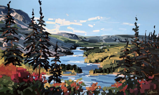 Martine Chassé Oeuvre original - Peinture 36x60 En quête de grands espaces