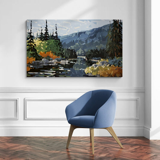 Martine Chassé Oeuvre original - Peinture 36x60 La rivière des grands silences