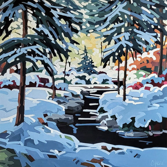Martine Chassé Oeuvre original - Peinture 40x40 Pause hivernale 10