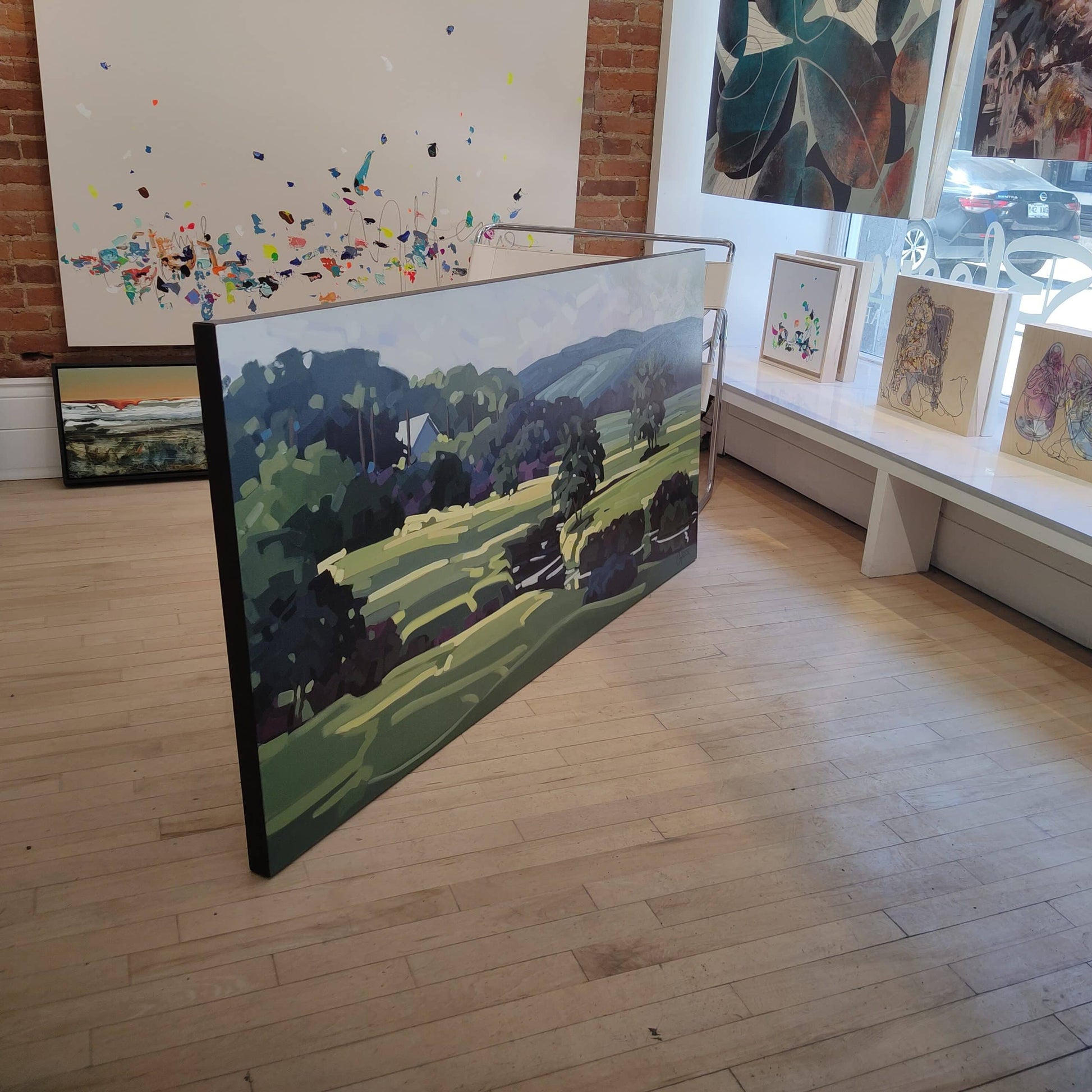 Martine Chassé Oeuvre original - Peinture 30x60 Petit matin dans la vallée