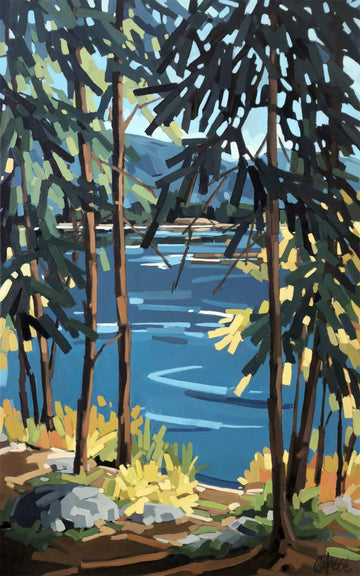 Martine Chassé Oeuvre original - Peinture 48x30 Quand le bonheur est à nos pieds