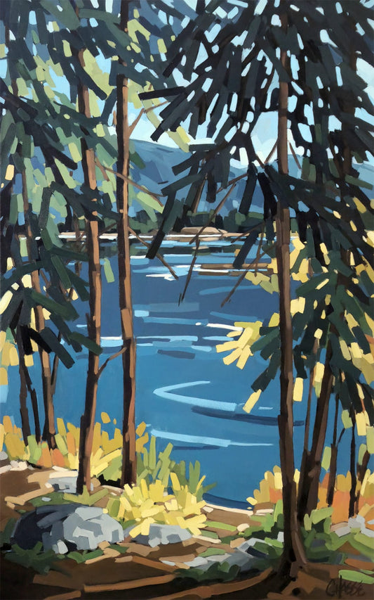 Martine Chassé Oeuvre original - Peinture 48x30 Quand le bonheur est à nos pieds