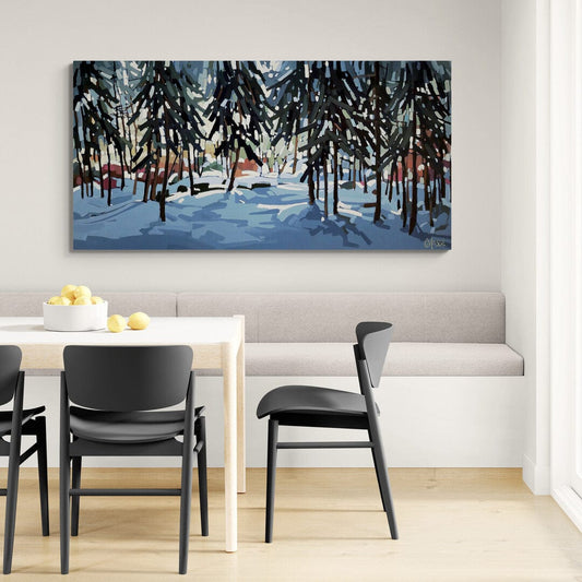 Martine Chassé Oeuvre original - Peinture 30x60 Quand revient l'hiver 10