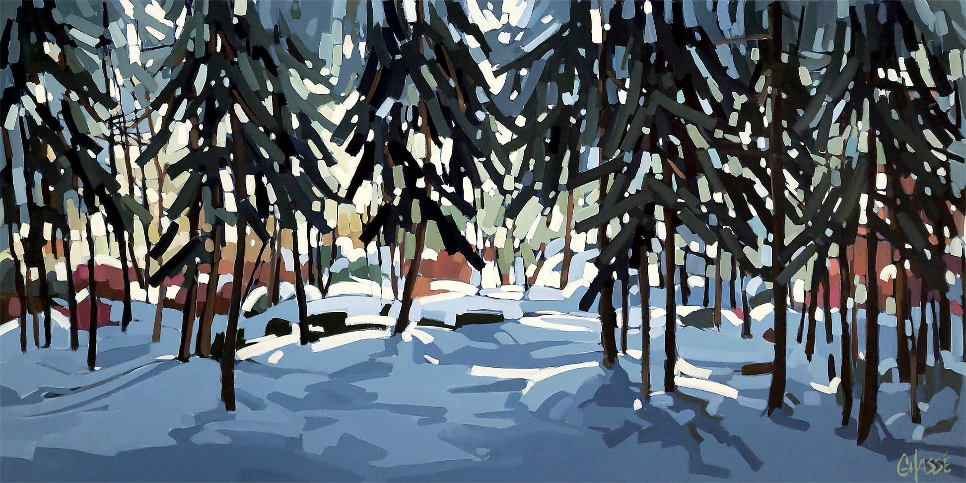 Martine Chassé Oeuvre original - Peinture 30x60 Quand revient l'hiver 10