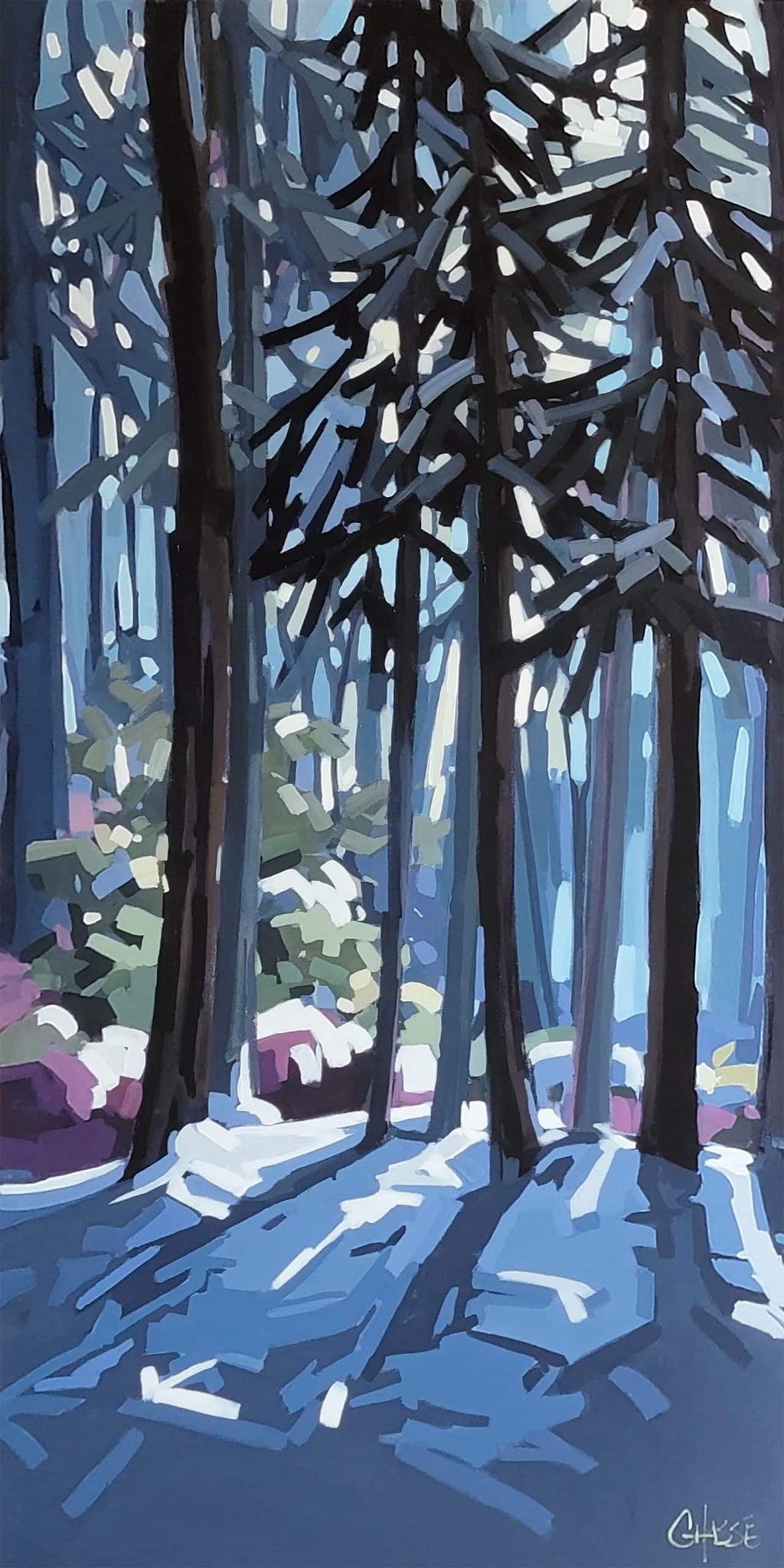 Martine Chassé Oeuvre original - Peinture 60x30 Sous le charme de l'hiver 13