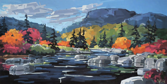 Martine Chassé Oeuvre original - Peinture 30x60 Une nature tout en contraste