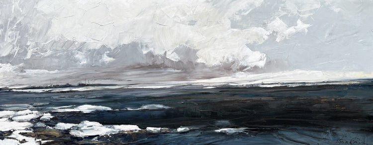 Martine Cloutier Oeuvre original - Peinture 24x60 D'une rive à l'autre