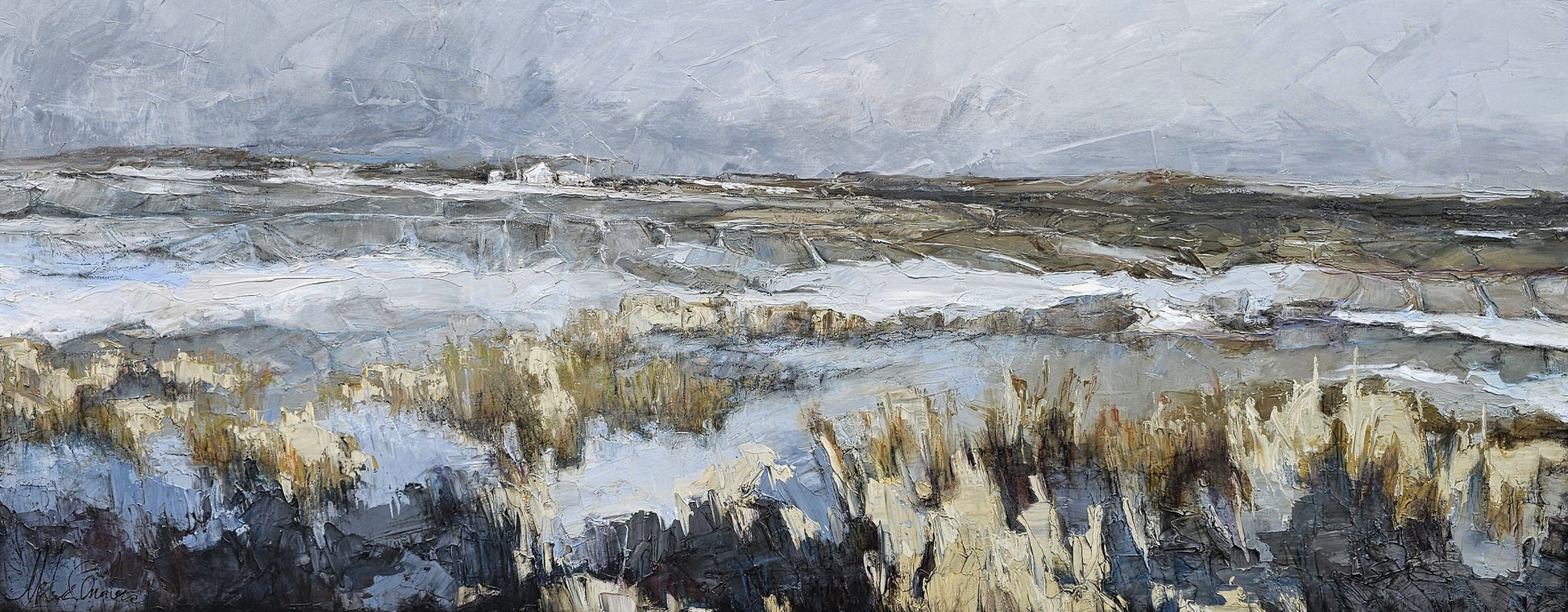 Martine Cloutier Oeuvre original - Peinture 24x60 Dans La Plaine