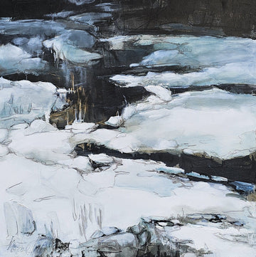 Martine Cloutier Oeuvre original - Peinture 30x30 Histoire De Neige 1