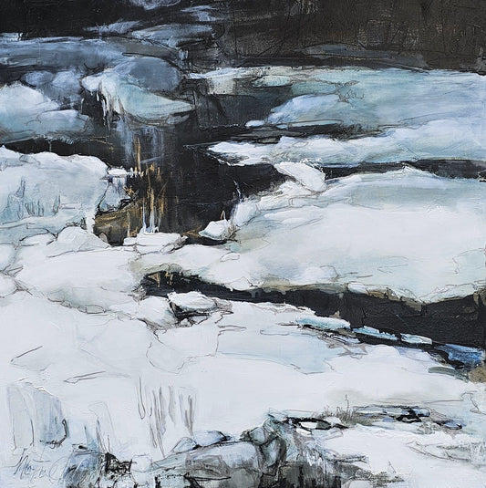 Martine Cloutier Oeuvre original - Peinture 30x30 Histoire De Neige 1