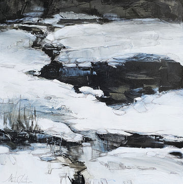 Martine Cloutier Oeuvre original - Peinture 30x30 Histoire De Neige 2