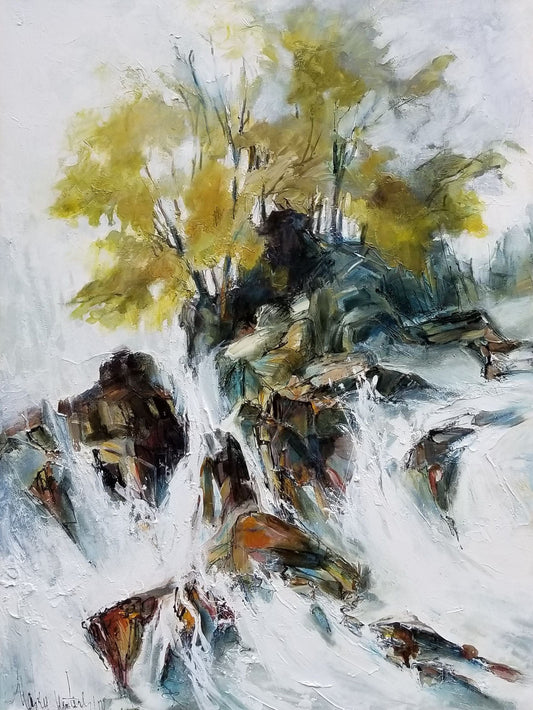 Martine Cloutier Oeuvre original - Peinture 40x30 L'île aux arbres