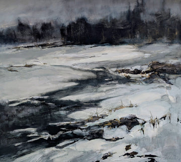 Martine Cloutier Oeuvre original - Peinture 36x40 Murmure hivernal