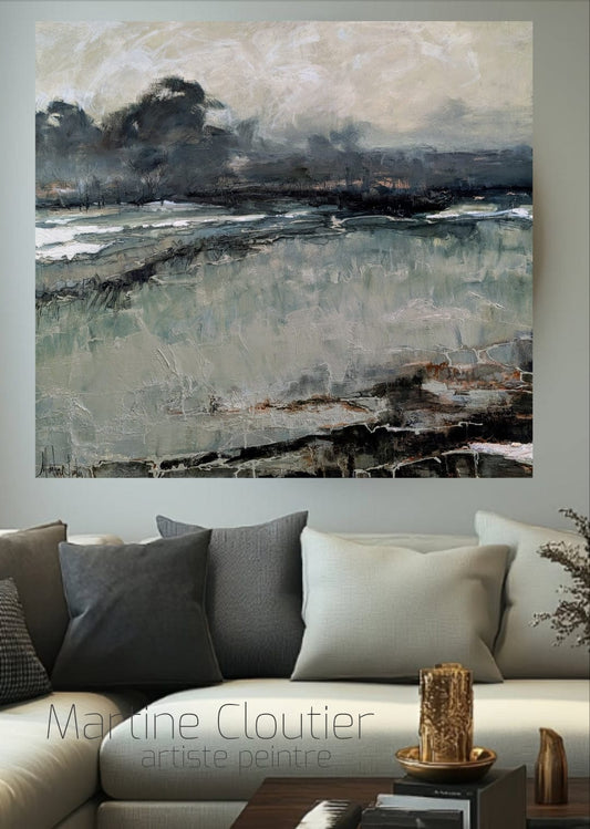 Martine Cloutier Oeuvre original - Peinture 36x40 Un temps pour aimer