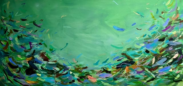 Nabz Oeuvre original - Peinture 30x60 Between River and Forest