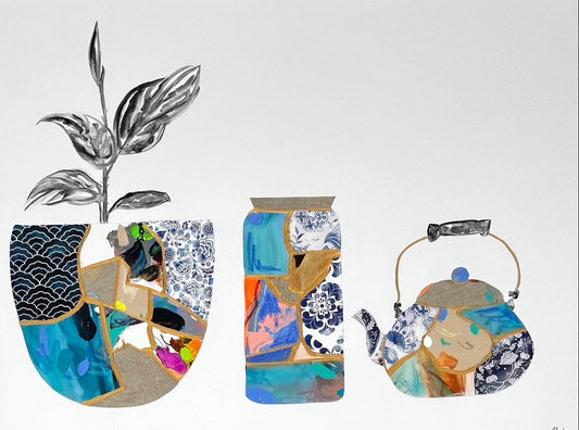 Nabz Oeuvre original - Peinture 36x48 Les pots cassés #25