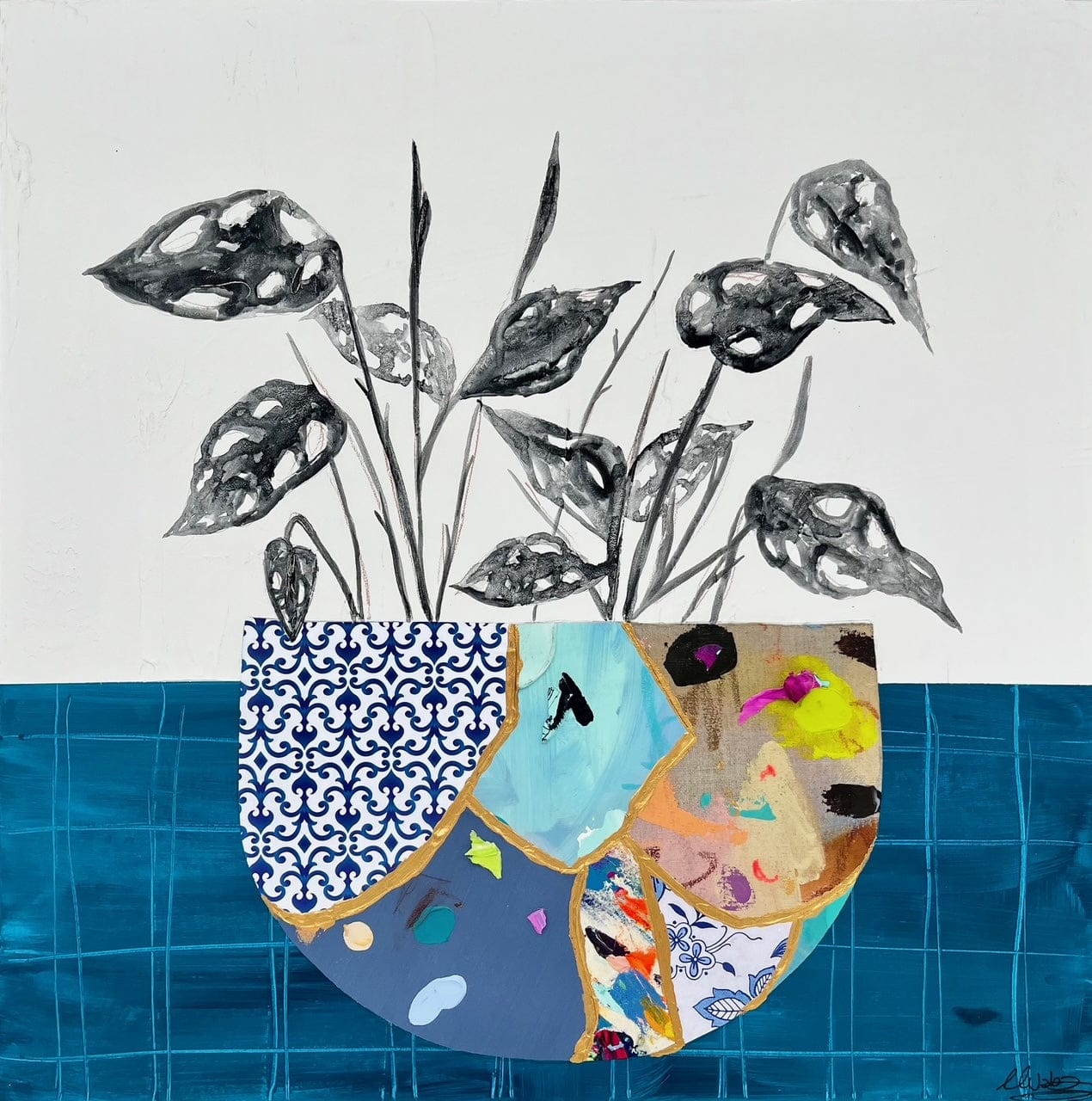 Nabz Oeuvre original - Peinture 30x30 Les pots cassés #26