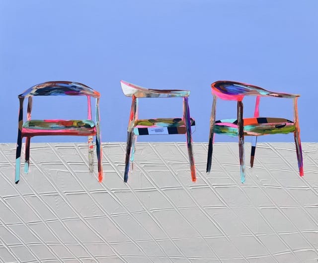 Nabz Oeuvre original - Peinture 40x48 Les ptites chaises 18