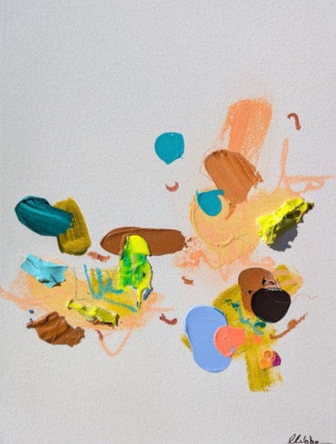 Nabz Oeuvre original - Peinture 20x16 Peach and Golden Green