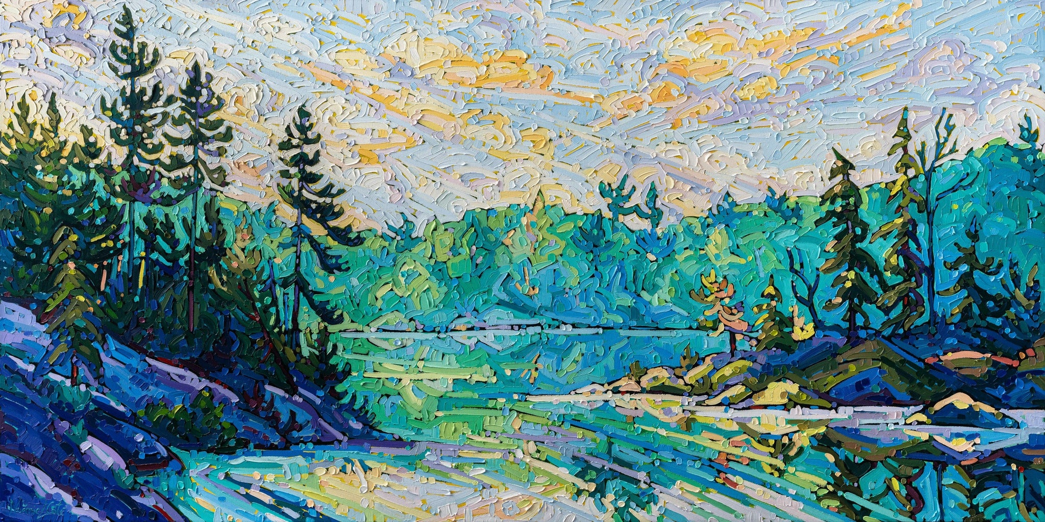 Noémie L. Côté Oeuvre original - Peinture 30x60 Morning Hues