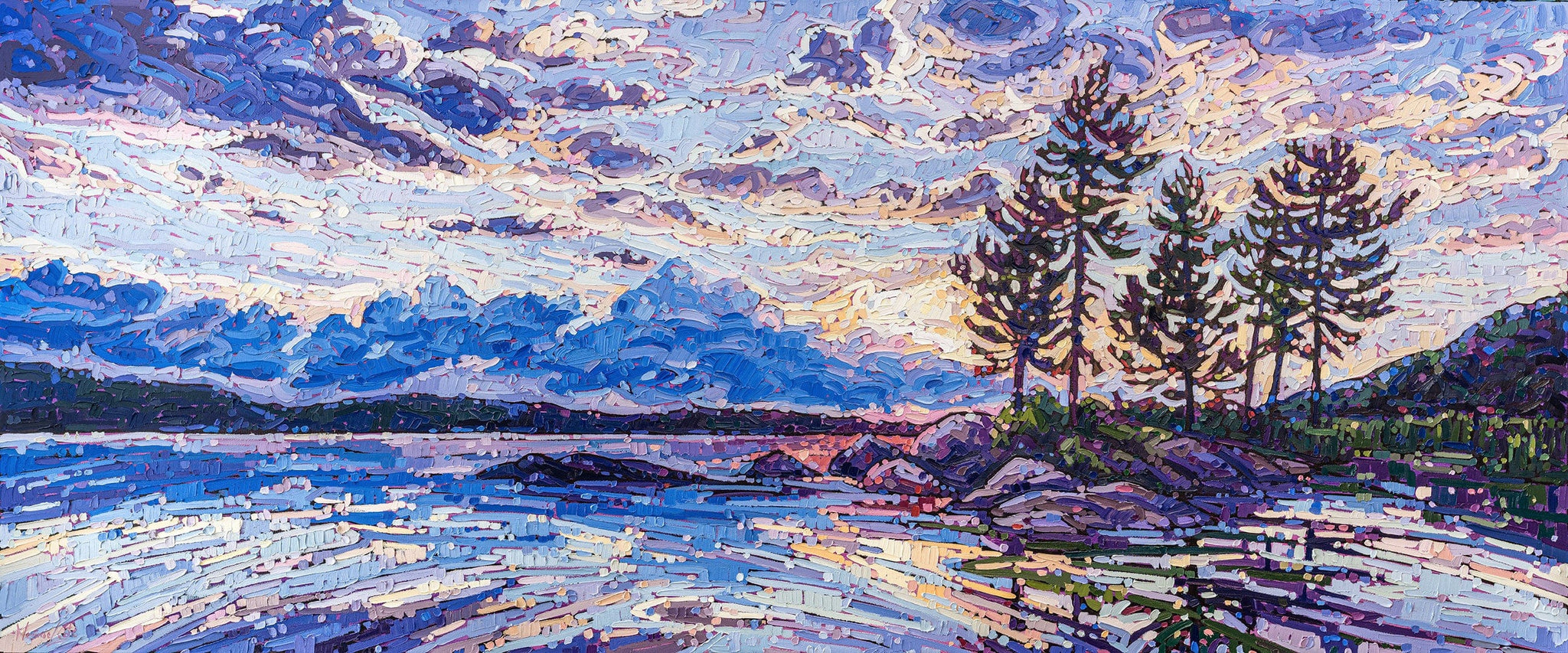 Noémie L. Côté Oeuvre original - Peinture 30x72 Serenety At Dawn