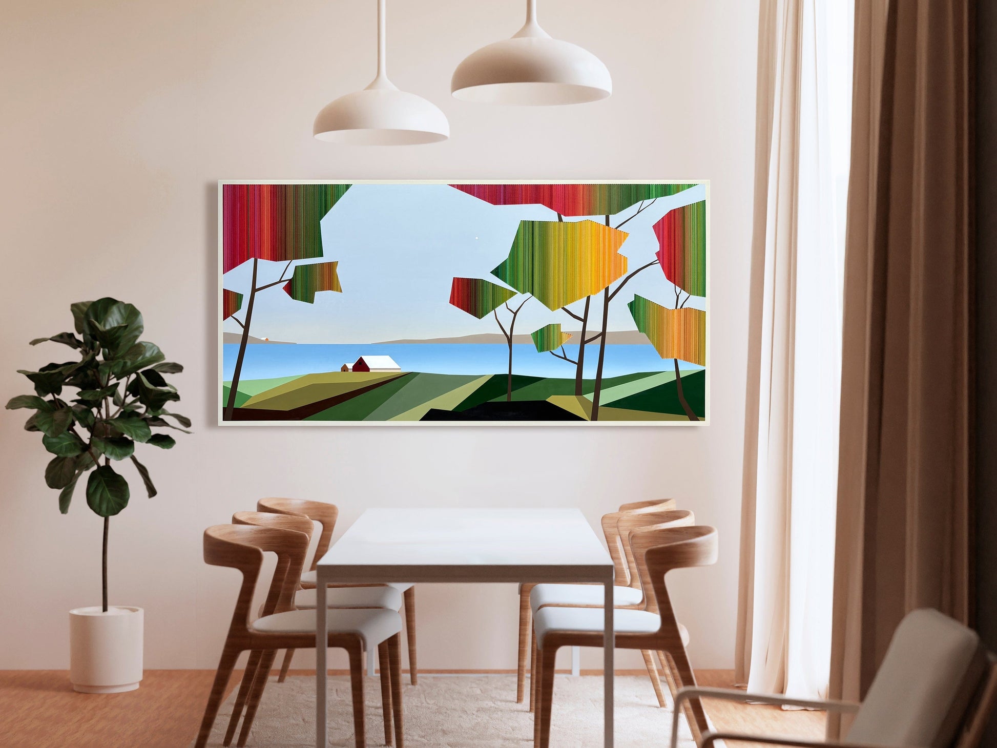 Patrick Déziel Oeuvre original - Peinture 30x60 Brume d'automne