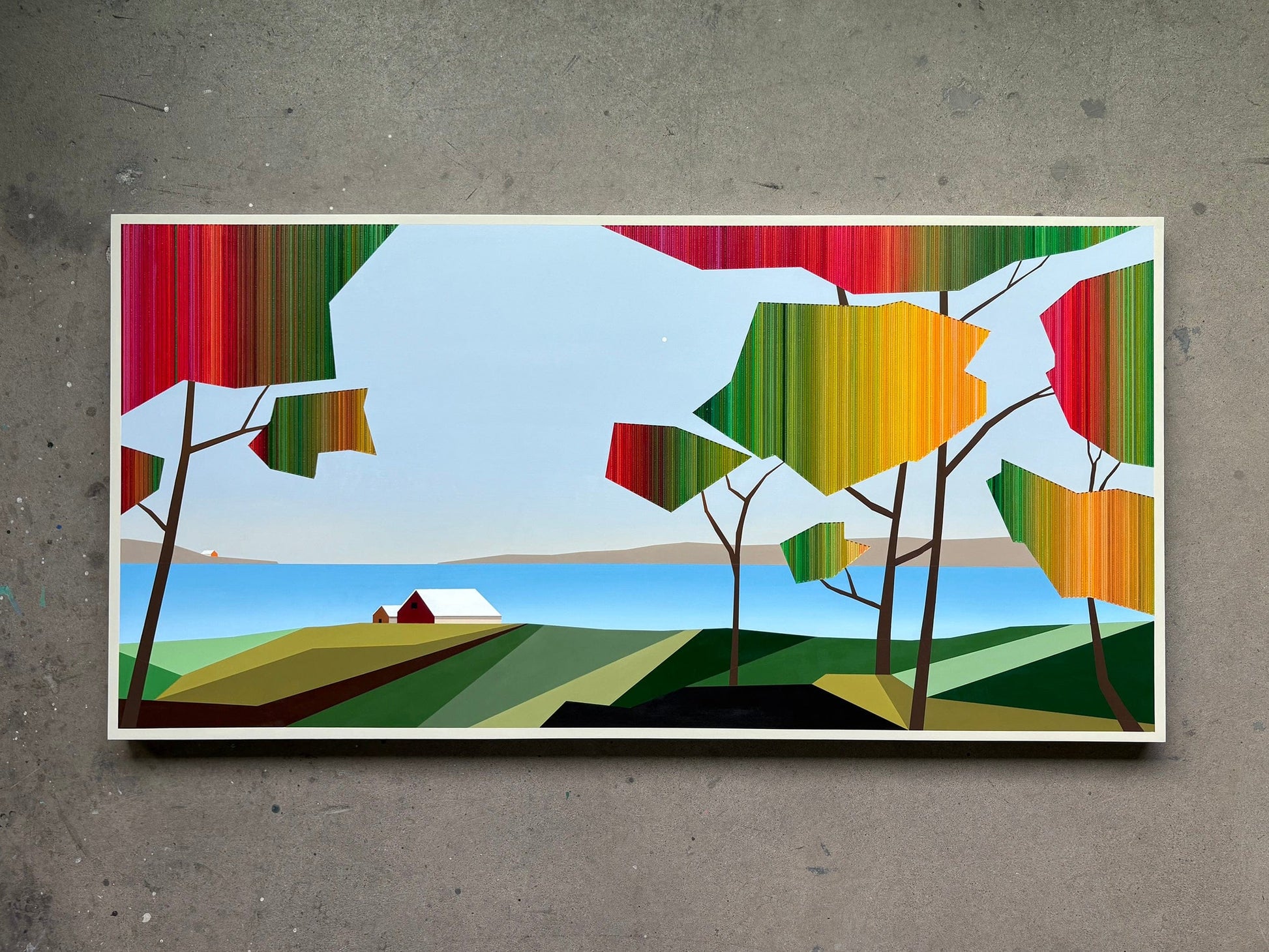 Patrick Déziel Oeuvre original - Peinture 30x60 Brume d'automne