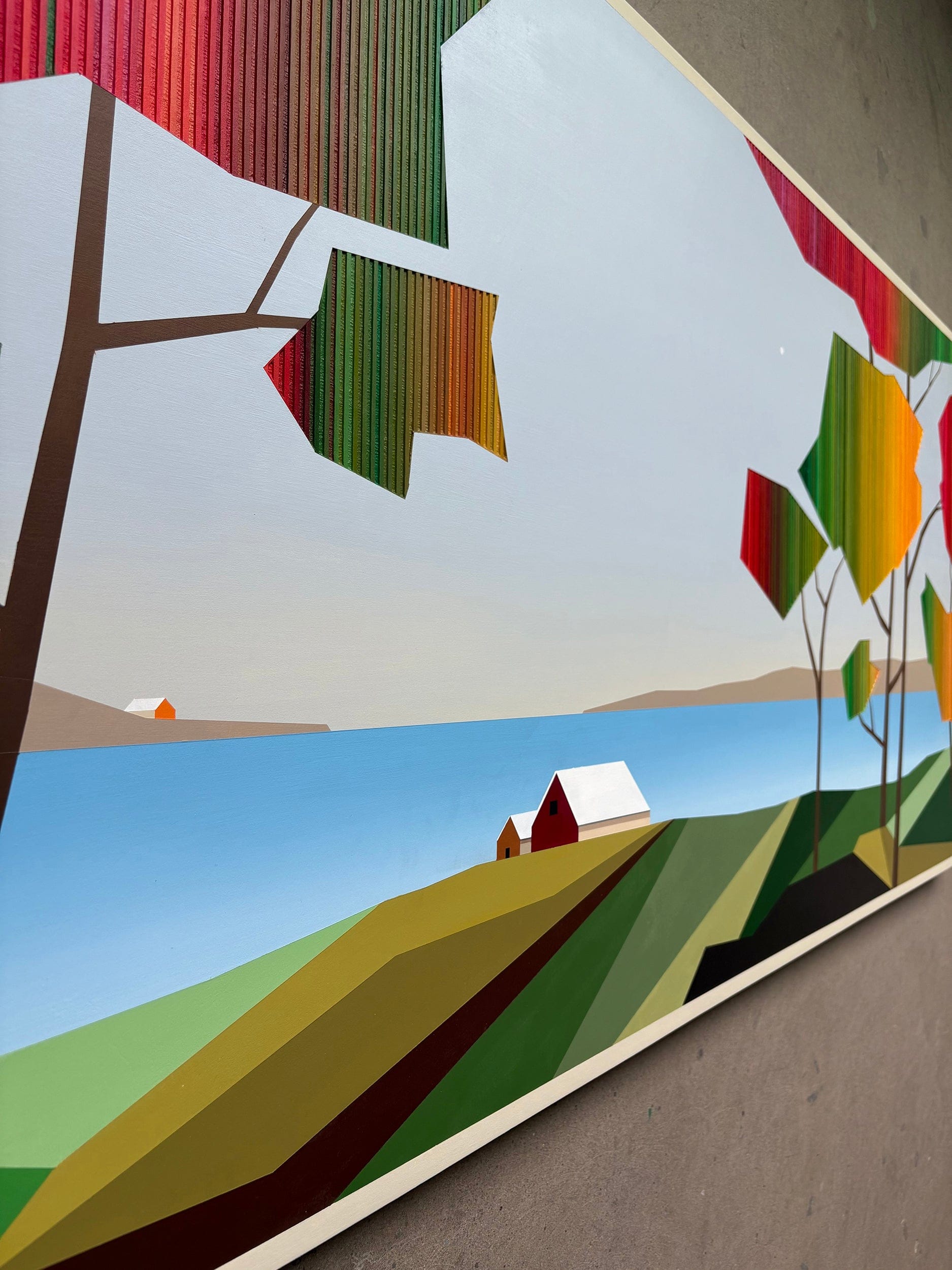 Patrick Déziel Oeuvre original - Peinture 30x60 Brume d'automne