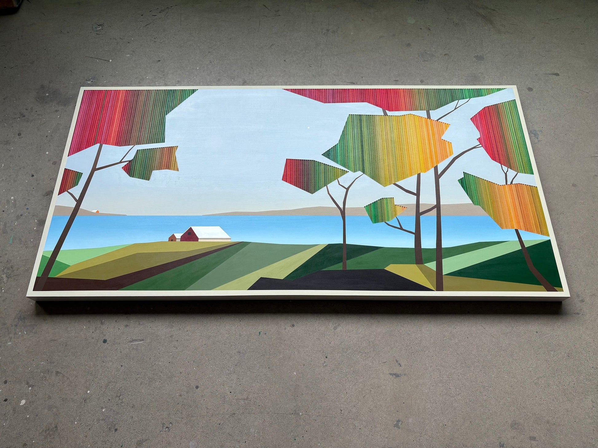 Patrick Déziel Oeuvre original - Peinture 30x60 Brume d'automne