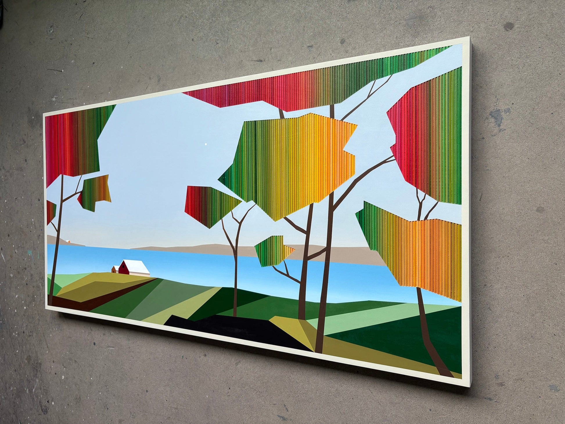 Patrick Déziel Oeuvre original - Peinture 30x60 Brume d'automne