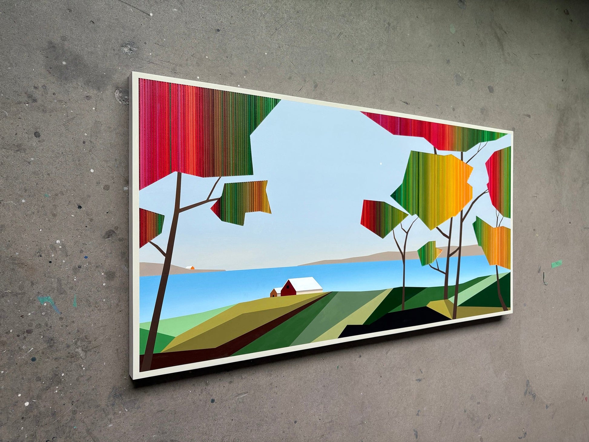 Patrick Déziel Oeuvre original - Peinture 30x60 Brume d'automne