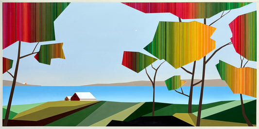 Patrick Déziel Oeuvre original - Peinture 30x60 Brume d'automne