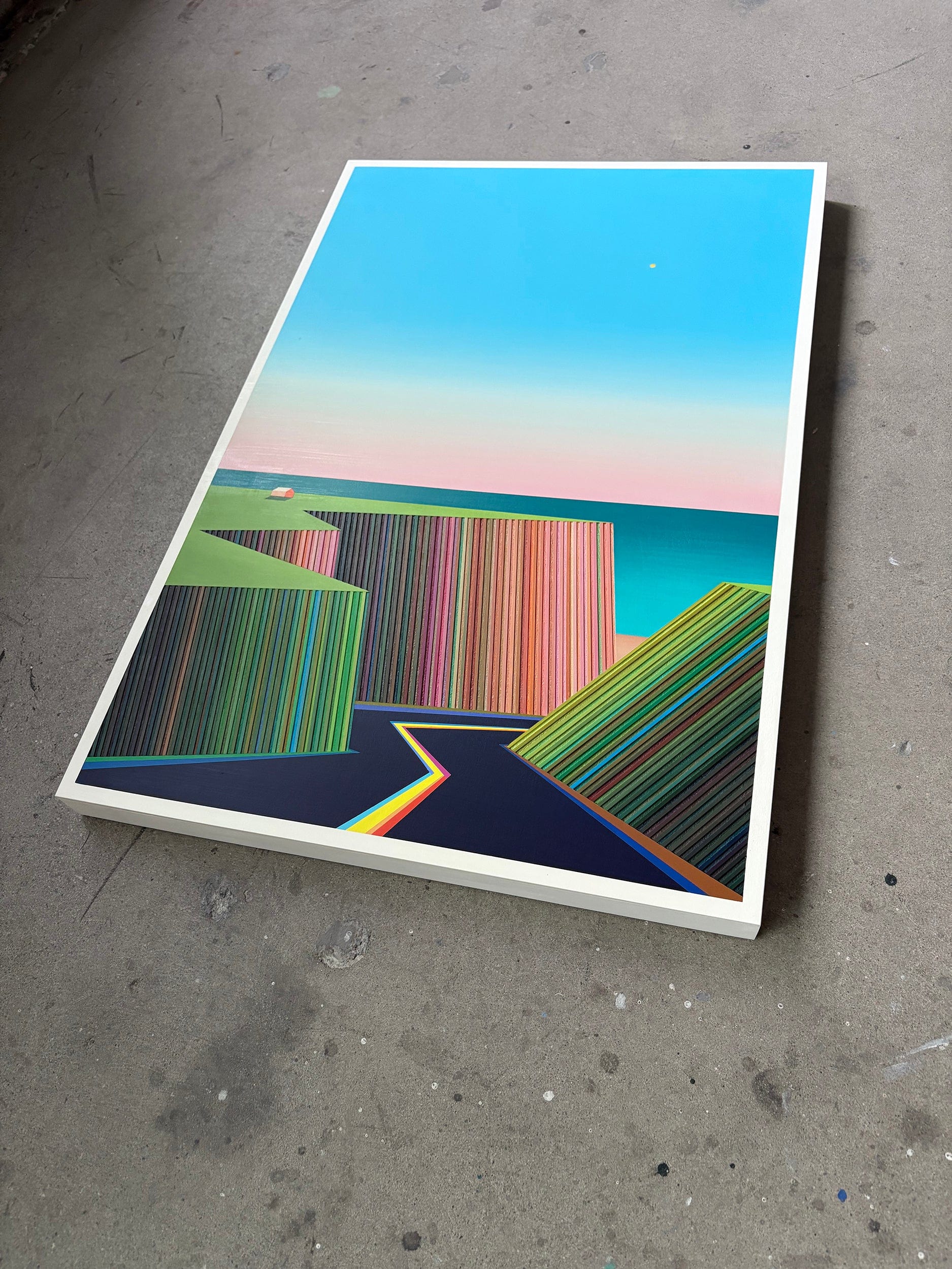 Patrick Déziel Oeuvre original - Peinture 36x24 Entre roc et vague