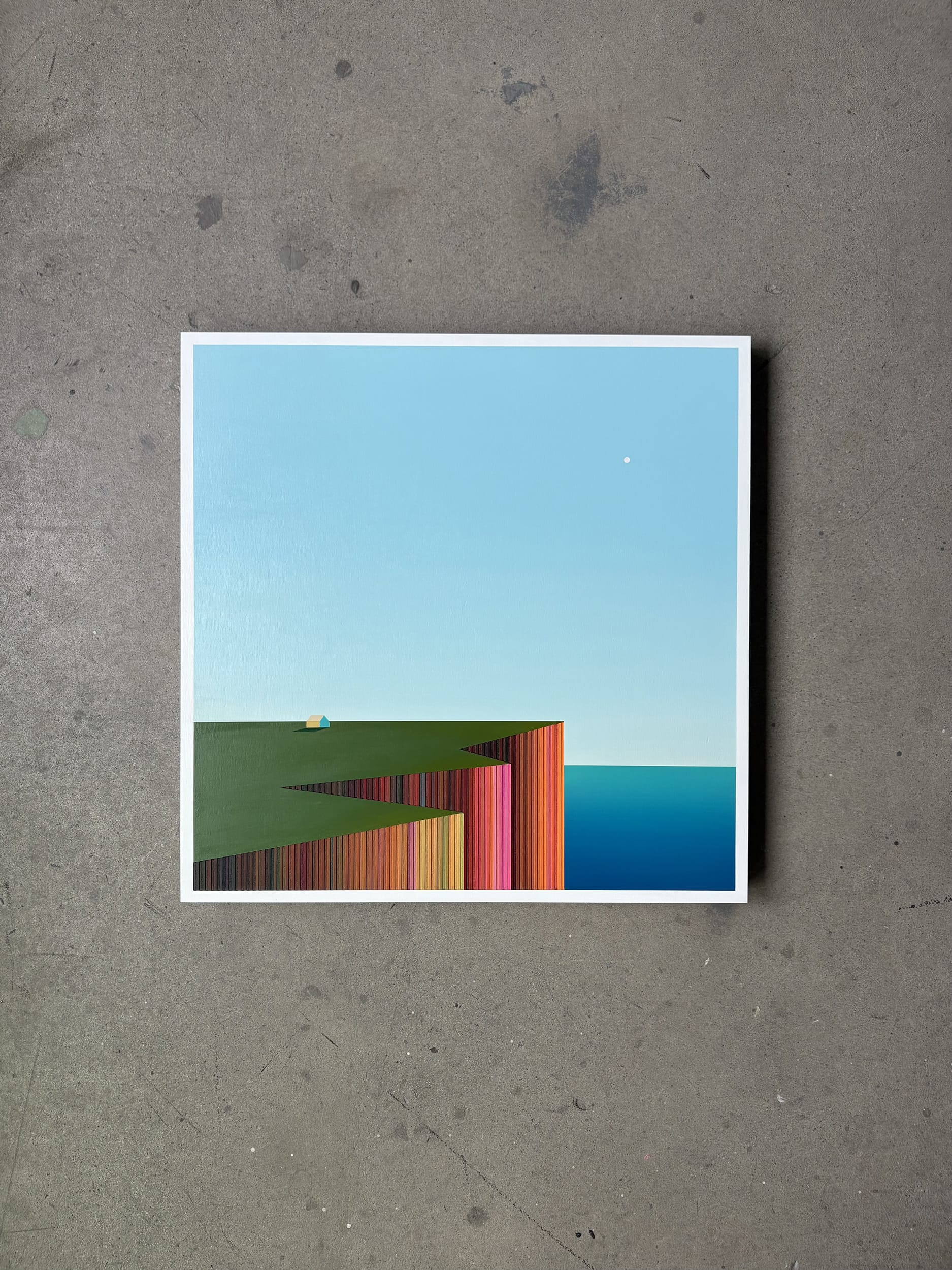 Patrick Déziel Oeuvre original - Peinture 24x24 Fenêtre sur l'eau