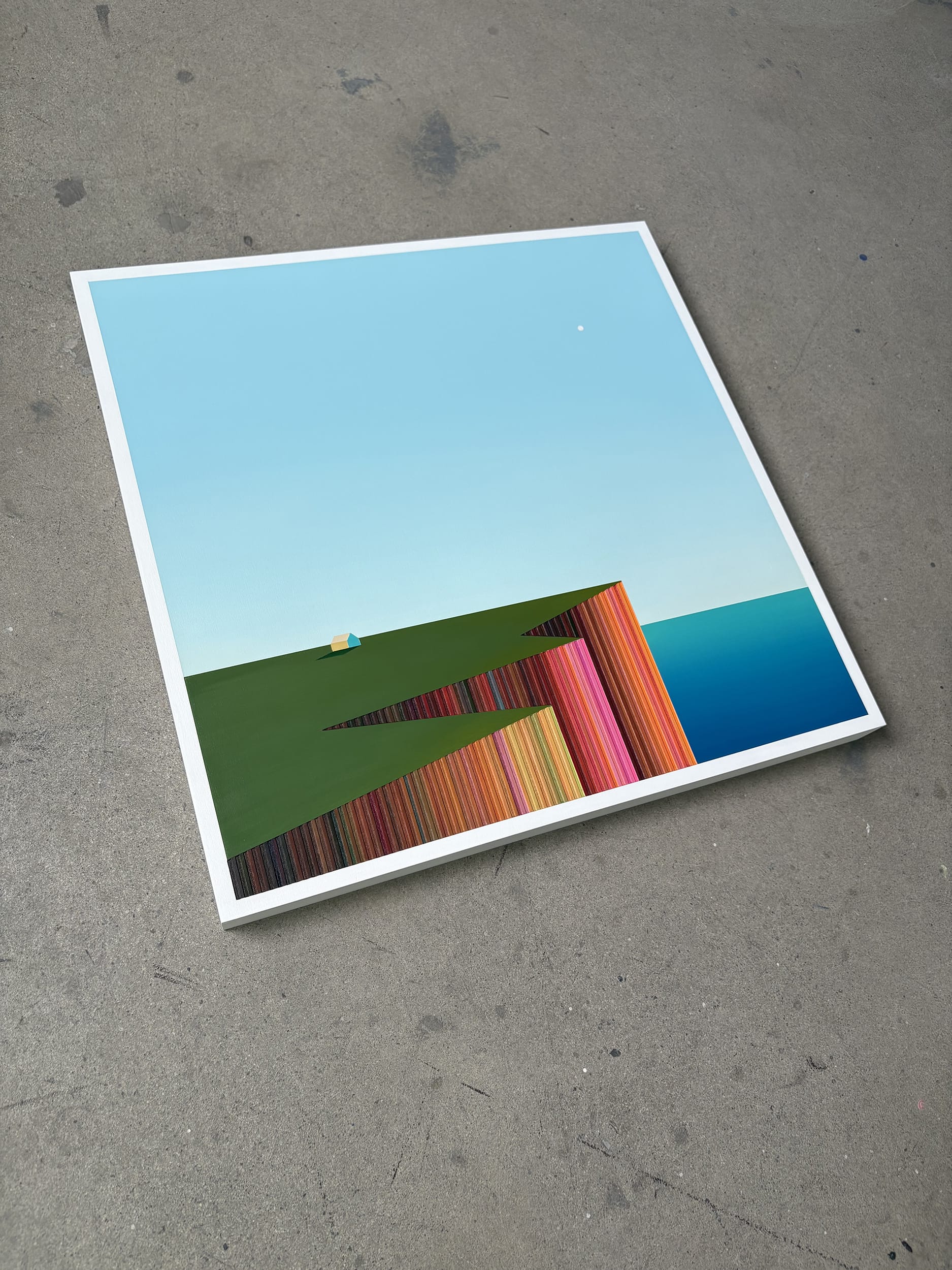 Patrick Déziel Oeuvre original - Peinture 24x24 Fenêtre sur l'eau