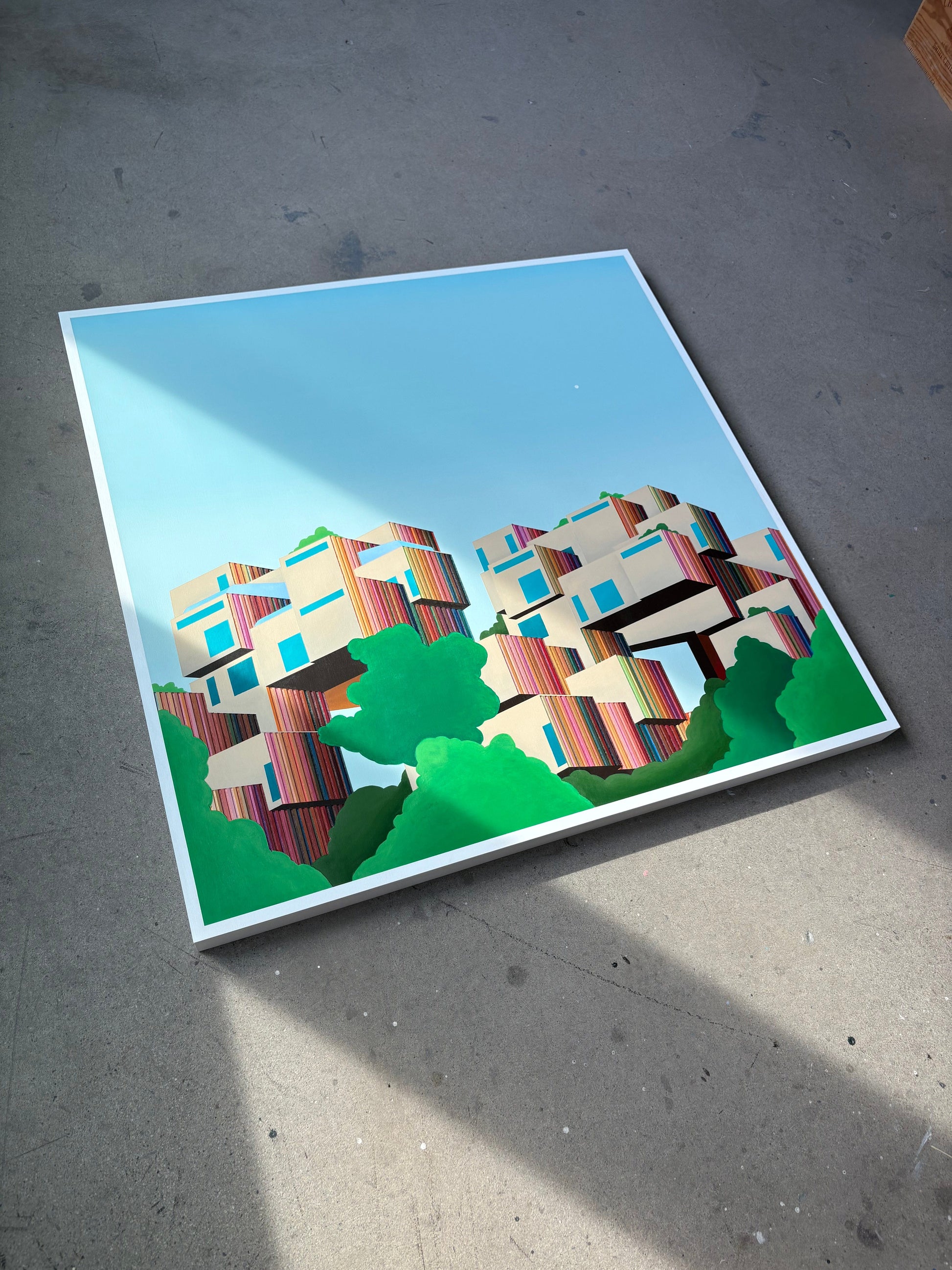 Patrick Déziel Oeuvre original - Peinture 36x36 Habitat 67